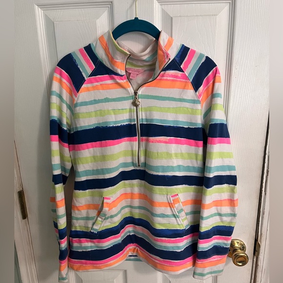 Lilly Pulitzer Tops - Lilly Pulitzer Skipper Popover UPF 50+ Zip Striped Pullover Long Sleeve Top Sz M
